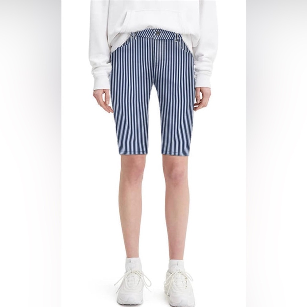 Navy Striped Women's Shorts